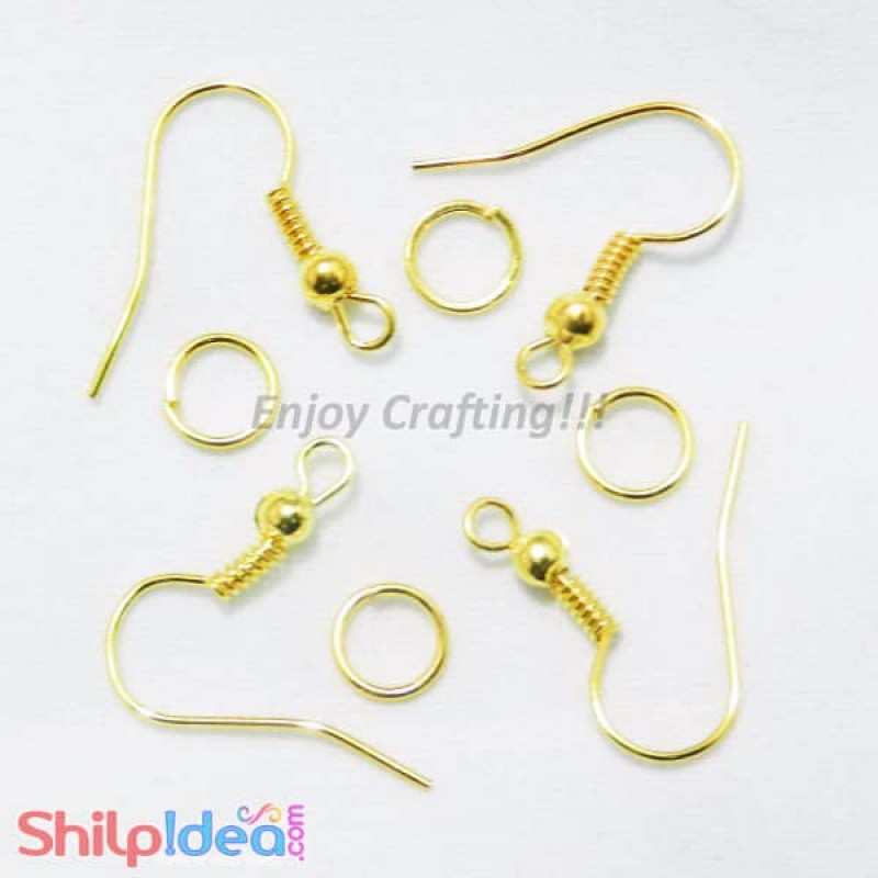 Earring Hooks with Jumping Ring - Golden - 5 Pairs